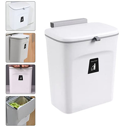 PRETYZOOM 1Pc Wall Mounted Trash Can with Lid Garbage Bin Space Saving Design for Kitchen Bathroom and Home and Stylish Waste Container