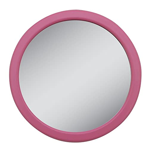 Zadro 3.75" Dia. Compact Mirror 12X Travel magnifying Mirror 18 Strong Suction Cup Wall Mounted Makeup Mirror for Showe - color: Pink, size: 4"L x 4"W