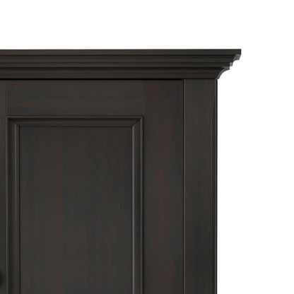 SIMPLIHOME Amherst 32" Wide Solid Wood Cabinet in Hickory Brown | Transitional-style low storage cabinet with adjustable shelves for organized living room, entryway or dining area storage.