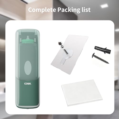 Soap Dispenser Wall Mount, 300ml No-Drill Adhesive or Screw Mounting | Shampoo Conditioner Body Wash Dispenser, Clear Refillable Liquid Lotion Pump, Home Kitchen Bathroom Commercial Office Use - color: Green
