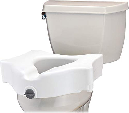 NOVA Toilet Seat Riser – Adds 5” Height, Raised Toilet Seat with ON/Off Front Lock, Fits Standard & Elongated Toilets, Supports up to 300 lb Capacity, Bathroom Safety Aid for Seniors - style: Without Arms