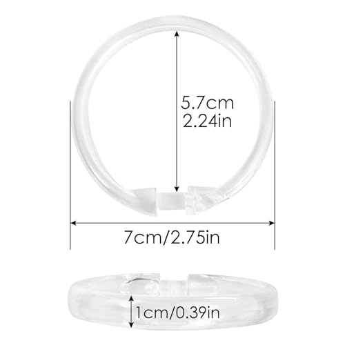 Shower Curtain Rings-12 Pack- Plastic Shower Curtain Hooks O-Shaped Rings Hook Glide Easily on Bathroom Shower Rod(Clear)