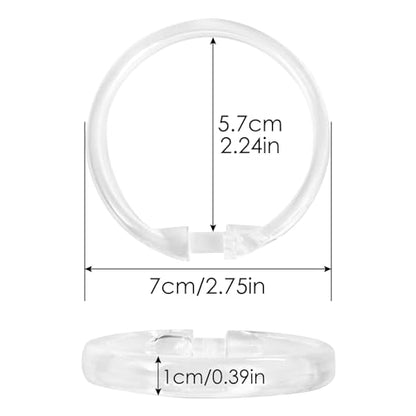 Shower Curtain Rings-12 Pack- Plastic Shower Curtain Hooks O-Shaped Rings Hook Glide Easily on Bathroom Shower Rod(Clear)