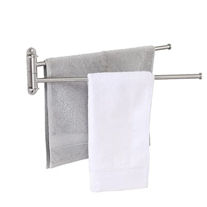 KES 19.5-Inch Bathroom Towel Rack, Swivel Towel Rack 2-Arm, Swing Out Double Towel Bar Wall Mounted, SUS304 Stainless Steel Brushed Finish, A2103S2L50-2 | SUS304 Stainless Steel, Swing-Out Design, 22 Lb Load Capacity, Anti-Drop End Caps, Includes Mounting