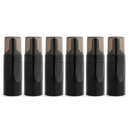6Packs 120ml/4OZ Black Foaming Pump Bottles Empty Foam Soap Dispenser Bottles with Pump Refillable Plastic Mousse Bottle for Hand Soap, Facial Cleanser, Shampoo, Travel & DIY