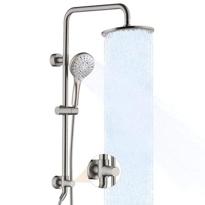 BRIGHT SHOWERS Rain Shower Heads System - 9 Inch Rainfall Shower Head and Handheld Shower Head with Height Adjustable Holder, Solid Brass Rail and 60" Long Stainless Steel Shower Hose, Brushed Nickel - color: Brushed Nickel, size: 2.5 Gallon Per Minute