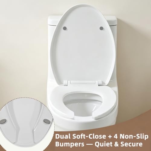 18.9" Elongated Toilet Seat Soft Close, Commercial Toilet Seat | Soft Close Toilet Lid | Commercial & Guest Room | Open Front U-Shaped | Easy Install | Fits 18.89"x14.37" Bowls - size: 18.89''X14.37''