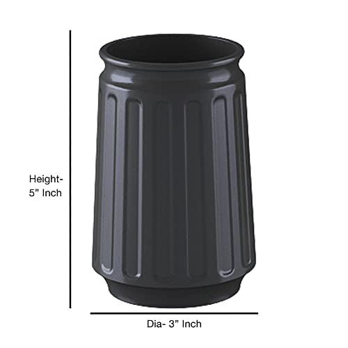 nu steel Metal Black Rust Resistant Tumbler Cup for Bathroom Vanity Countertops for Rinsing, Drinking, Storing Dental Accessories and Organizing Makeup Brushes, Eye Liners