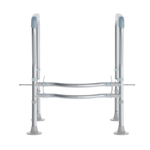 Pemberly Row Adjustable Toilet Safety Rail, Steel Frame with Gray Padded Handles, 23.5-27.25"W x 21.5"D x 26.25-30"H, Lightweight, Suction Cup Feet, Tool-Free Assembly, Elderly or Disabled Use