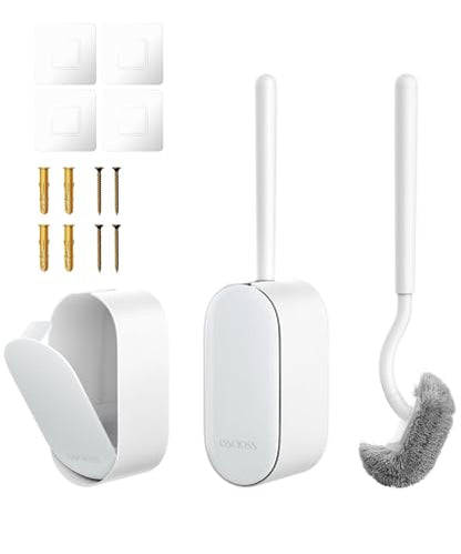 Bathroom Toilet Brush, OSCIOSS Toilet Bowl Brush with Ergonomic Design, Compact Size, Durable Bristles, Wall Mounted RV Toilet Brush for Bathroom Cleaning (White, 2pack) - color: White, size: 2 Pack