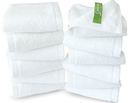 12 Pack Washcloths 13" x 13" - Soft Wash Cloths for Your Face Towel, Viscose derived from Bamboo & Cotton Blend Wash Cloths for Your Body (White) - color: White