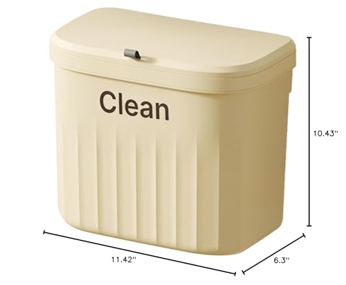 Hanging Trash Can,8.5/12L Hanging Trash Can for Kitchen Large Capacity Recycling Garbage Basket Wall Mounted Trash Bin with Lid Bathroom, White