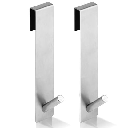 2 Pack Shower Door Hooks, Stainless Steel Over Glass Hooks for Towels | Fits 01"-04" Frameless Shower Doors With Anti-scratch Padding for Towels, Robes, Loofahs And Everyday Bathroom Use