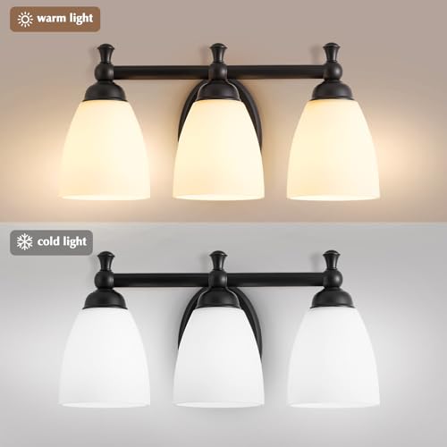 EJIAXIN Vanity Lights for Bathroom, 3-Light Modern Vanity Light Over Mirror Black Bathroom Light Fixture Bedroom Wall Sconces Lighting for Living Room Cabinet - color: Flat Black
