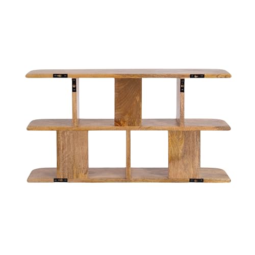 Kate and Laurel Madero Transitional Solid Wood Wall Shelf; 30 x 6 x 17; Natural Wood; Modern Small Ladder Shelf for Use as Living Room Display Shelf or Over Toilet Storage Shelf - color: Natural