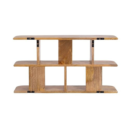 Kate and Laurel Madero Transitional Solid Wood Wall Shelf; 30 x 6 x 17; Natural Wood; Modern Small Ladder Shelf for Use as Living Room Display Shelf or Over Toilet Storage Shelf - color: Natural