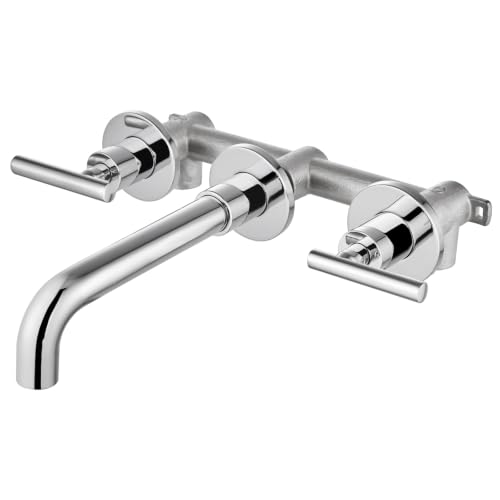 Airuida Wall Mounted Bathroom Sink Faucet,Chrome Polish Vanity Sink Faucet | Lever Handle,3 Holes,360° Widespread Swivel Spout,Rotatable Bathroom Faucet - color: Chrome Polish