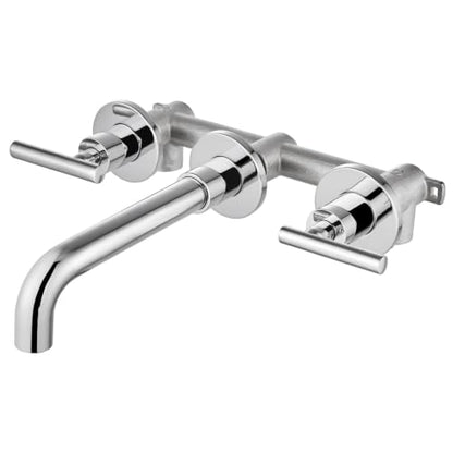 Airuida Wall Mounted Bathroom Sink Faucet,Chrome Polish Vanity Sink Faucet | Lever Handle,3 Holes,360° Widespread Swivel Spout,Rotatable Bathroom Faucet - color: Chrome Polish