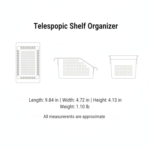 Adjustable Telescopic Cabinet Shelf, Tool-Free Under Sink Organizer Rack, Carbon Steel and PP Plastic Storage Solution for Kitchen and Bathroom - size: 9.84 x 4.72 x 4.13 in