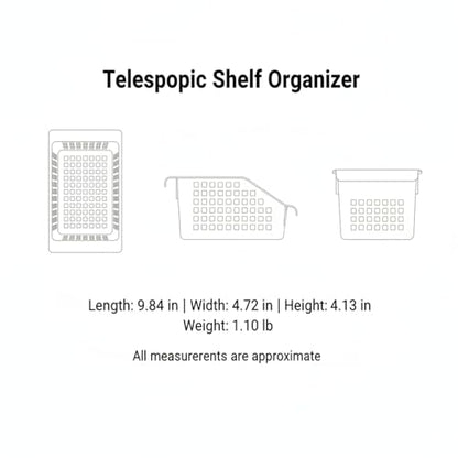 Adjustable Telescopic Cabinet Shelf, Tool-Free Under Sink Organizer Rack, Carbon Steel and PP Plastic Storage Solution for Kitchen and Bathroom - size: 9.84 x 4.72 x 4.13 in