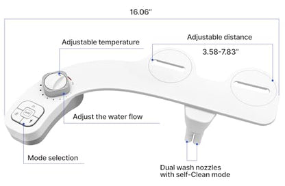 Hot and Cold Bidet Attachment for Toilet, Warm Water Bidet | Dual Nozzle, Self-Cleaning, Adjustable Water Pressure, Feminine & Rear Wash, Ultra-Slim Design, Easy Installation