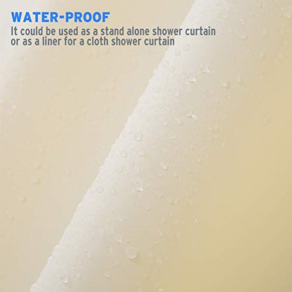 AmazerBath Plastic Shower Curtain Liner, 72 x 78 Inches PEVA Beige Shower Curtain with Heavy Duty Clear Stones and Grommet Holes, Waterproof Thick Bathroom Plastic Shower Curtains - color: Beige, size: 72"W x 78"L (Pack of 1)