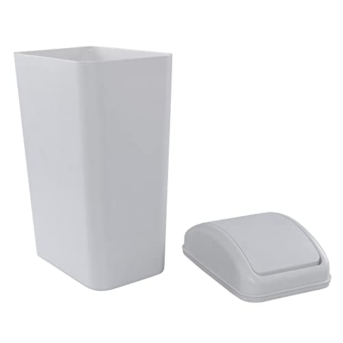 14 L / 3.3 Gallon Swing Trash Can, Slim Trash Bin, Light Grey | For Narrow Space at Home