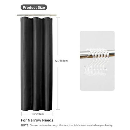 QiyI 3 in 1 Waffle Shower Curtain Set with Liner, Black, 36 x 72 | Shower Curtain and Liner Set with Hooks, Waterproof Stall Bathroom Curtain with PEVA Liner & 6 Double Sided Plastic Rings - color: Black, size: 36"W x 72"L (Pack of 1)