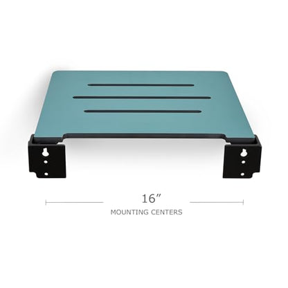 18 inch Silhouette Slimline Folding Wall Mount Shower Bench Seat, Teal Seat with Matte Black Frame - color: Teal Seat With Matte Black Frame