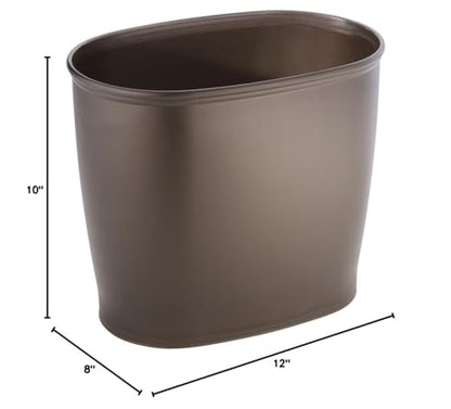 iDesign Slim Plastic Bathroom Trash Can, Small Garbage Bin for Bedroom, Office, Desk, Dorm, Bronze (Pack of 2) - size: 12" x 8" x 10" (Pack of 2)