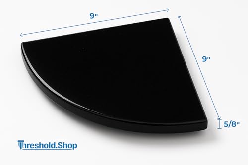9 Inch Super Black Engineered Marble Corner Shower Shelf Bathroom Caddy, Wall Mounted Shower Shelf, Classic Flatback Design (2)
