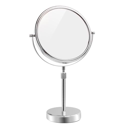 Nicesail Makeup Mirror Tabletop 8 Inch Double-Sided with 7X Magnification, Magnifying Mirror with Pedestal for Shaving Mirror, Height Adjustable for Make up Vainity Table, Chrome Finish (8 Inch, 7X) - color: No Light-chrome-7x