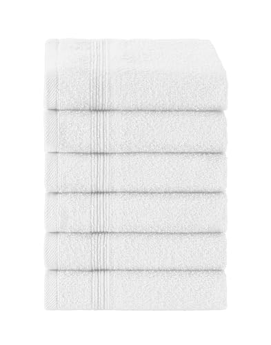 Ozdilek 6-Piece Washcloth Set 13x13 Towels 100% Turkish Cotton, Soft, Absorbent, Gentle on Sensitive Skin, Multi-Purpose Use, Washable, Reusable, Ideal for Baby Care & Spa 6 Towels (White) - color: White