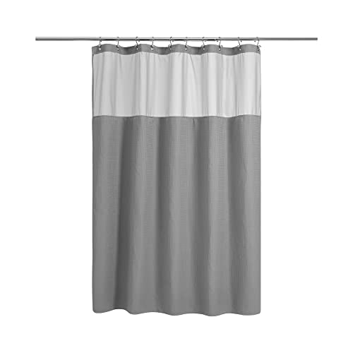 N&Y HOME 54 x 72 Waffle Weave Shower Curtain with Snap-in Liner Set Gray | 12 Metal Hooks Included, Snap on/off Fabric Liner, Hotel Style & Mesh Top Window, Machine Washable, 54x72 Shower Stall Size - color: Grey, size: 54"W x 72"L (Pack of 1)