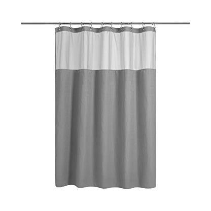 N&Y HOME 54 x 72 Waffle Weave Shower Curtain with Snap-in Liner Set Gray | 12 Metal Hooks Included, Snap on/off Fabric Liner, Hotel Style & Mesh Top Window, Machine Washable, 54x72 Shower Stall Size - color: Grey, size: 54"W x 72"L (Pack of 1)
