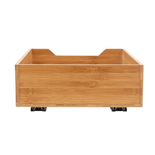 Household Essentials Glidez Bamboo and Steel 1-Tier Pull-Out/Slide-Out Storage Organizer, 14" Wide, Natural - size: 14", style: Single Tier