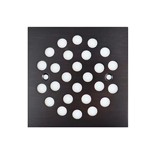 4-1/4 Inch Square Screw-in Shower Drain Cover Oil Rubbed Bronze | Square 4.25-inch design, Thickened 304 stainless steel,replaceable grate with matching screws for bathroom floor drain - color: Oil Rubbed Bronze