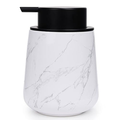 BosilunLife Ceramic Soap Dispenser - Dish Soap Dispenser for Bathroom 12Oz | Refillable Liquid Hand Wash Dispenser for Essential Oil, Lotion Soap, Marble - color: Marble