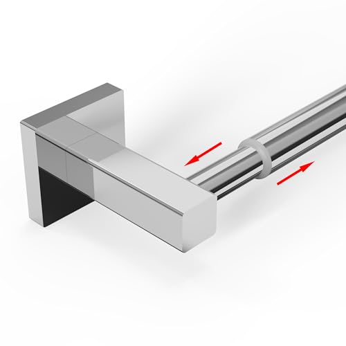 Towel Bar, Towel Racks for Bathroom Wall Mounted, Chrome | Adjustable 12.7 to 23.2 Inch Single Towel Rod, 304 Stainless Steel Towel Holder, Rustproof, Square Base, Heavy Duty, Modern - color: Chrome, size: Wall-Mounted