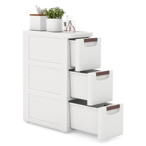 3-Drawer Narrow Storage Cabinet, Slim Rolling Cart (7.5"x16.5"x22.5") | Mobile Plastic Cart Container | Pull Handles & Built-in Wheels | For Living Room, Kitchen, Bathroom, Office - size: 7.5"x16.5"x22.5" (3 Drawer)