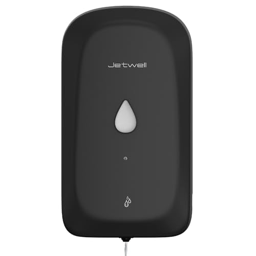 JETWELL Touchless Wall Mount Stainless Steel Soap Dispenser 34OZ/1000ML | Black Matte Cover, Large Capacity, Battery Powered, Liquid Soap, Commercial & Home Use - color: Black Matte Stainless Steel