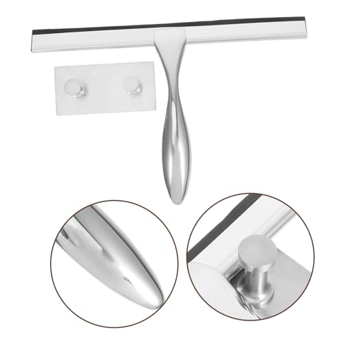 CALLARON Shower Squeegee with Hook Holder Stainless Steel Wiper for Bathroom and Glass Doors Streak-Free Scraper for Mirrors Tiles and Windows