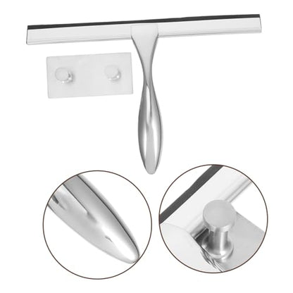 CALLARON Shower Squeegee with Hook Holder Stainless Steel Wiper for Bathroom and Glass Doors Streak-Free Scraper for Mirrors Tiles and Windows
