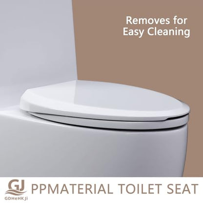 Soft Close Elongated Toilet Seat Oval White | Quick Release Toilet Seat | Anti Wiggling Quiet Close Lid | Easy to Install & Clean | White