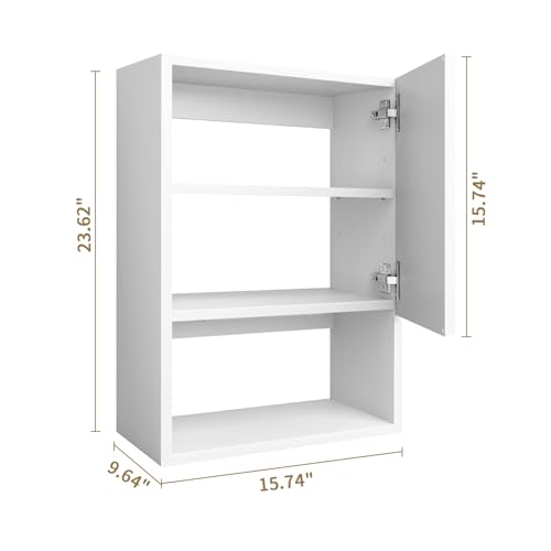 Wall Mounted Storage Cabinet with LED Light, Bathroom Over Toilet Organizer | White Waterproof Cabinets With Adjustable Shelves, Soft Close, For Bathroom Kitchen Medicine Small Spaces, Easy to Assemble - color: White