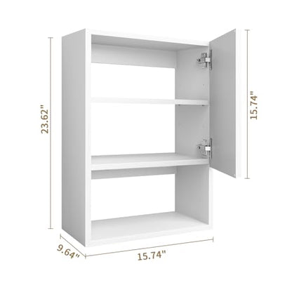 Wall Mounted Storage Cabinet with LED Light, Bathroom Over Toilet Organizer | White Waterproof Cabinets With Adjustable Shelves, Soft Close, For Bathroom Kitchen Medicine Small Spaces, Easy to Assemble - color: White