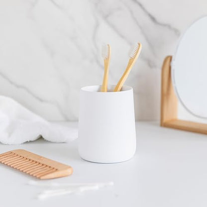Yew Design Matte White Bathroom Toothbrush Holder Cup - Round - color: Round Matte White