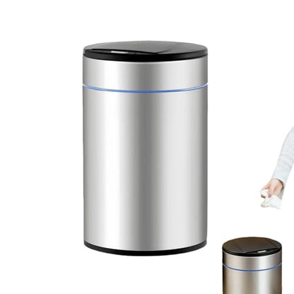Garbage Can with Lid, Intelligent Sensor Opening (1, Silver) | Smart Trash Can for Living Room, Bedroom, Kitchen and Bathroom - color: Silver
