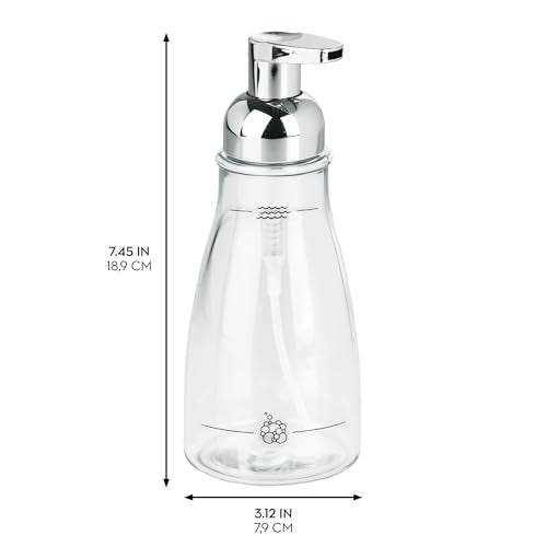 iDesign BPA-Free Plastic Refillable Foaming Soap Dispenser - 3.12" x 3.12" x 7.45", Clear/Chrome - color: Clear/Chrome, style: Pack of 1