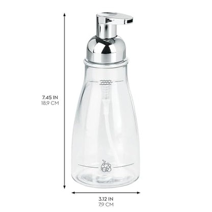 iDesign BPA-Free Plastic Refillable Foaming Soap Dispenser - 3.12" x 3.12" x 7.45", Clear/Chrome - color: Clear/Chrome, style: Pack of 1